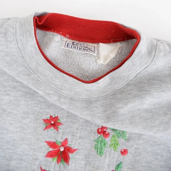 Vintage Basic  Editions Grey Crewneck Holiday Sweater - Picture 12 of 12